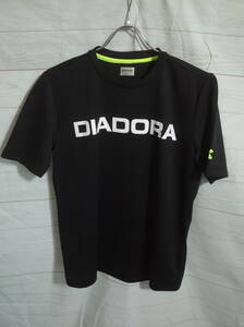 メンズ pk190 DIADORA ディアドラ ロゴ プリント 半袖トレーニングシャツ Tシャツ M ブラック 黒