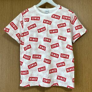 極美品 エドウィン 半袖 Tシャツ 総柄 パネルロゴデザイン モノグラム 赤 白 春夏 / メンズ レディース キッズ 兼用 160サイズ トップス