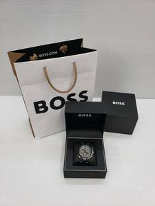 158-KA1276-100: HUGO BOSS 1514014 クォーツ クロノグラフ 腕時計 レザーバンド アナログ 稼働品 