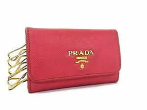 PRADA プラダ サフィアーノレザー 6連 キーケース 鍵入れ レディース ピンク系 DF7382