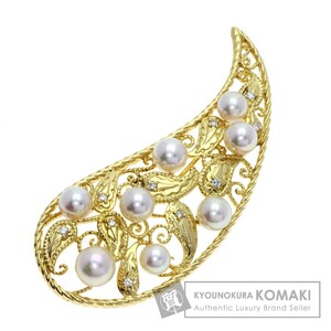 MIKIMOTO ミキモト アコヤパール 真珠 ダイヤモンド ブローチ K18イエローゴールド レディース 中古