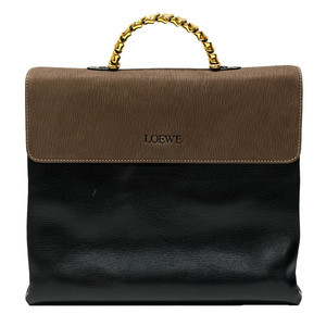 中古AB/使用感小 LOEWE ロエベ ハンドバッグ ベラスケス ツイスト ヴィンテージ レディース ブラック×ブラウン 20454812