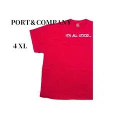 古着　Port & Company　 Tシャツ 半袖　4XLサイズ 　レッド 赤