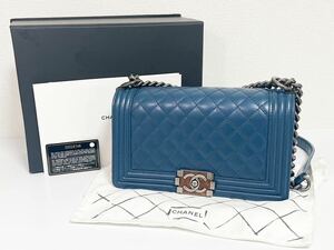 ☆極美品☆ CHANEL シャネル マトラッセ ラムスキン ヴィンテージ ボーイシャネル　カーキレザー ココマーク 