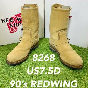 【安心品質0349】廃盤箱付PT91レッドウイング8268REDWING送料込エンジニアブーツ スエード 