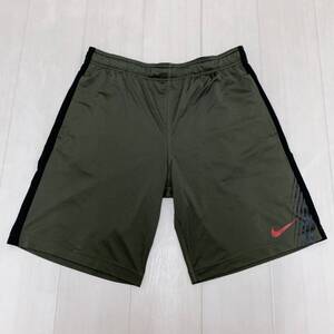 S2857 NIKE ナイキ メンズ ショートパンツ L カーキ ストレッチ スポーティスタイル ドライフィット ウエストゴム ポケット ロゴプリント