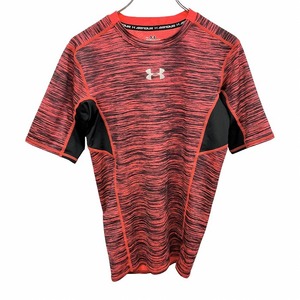 UNDER ARMOUR コンプレッション アンダーシャツ メッシュ生地 半袖 ポリエステル×ポリウレタン M オレンジレッド系 赤系×黒 メンズ