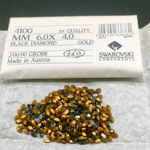 ☆ほぼ未使用 SWAROVSKI スワロフスキー ヴィンテージ ルース 4100 6×4mm 2/6gross Black Diamond ブラックダイヤモンド グルーデコ R-74