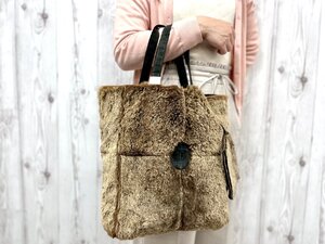 極美品 CHANEL シャネル ラパン トートバッグ ハンドバッグ バッグ ラビットファー×レザー 茶×黒 A4収納可 78433Y