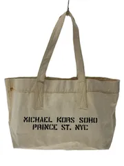 MICHAEL KORS トートバッグ コットン ホワイト ヨゴレ有 ステンシル 