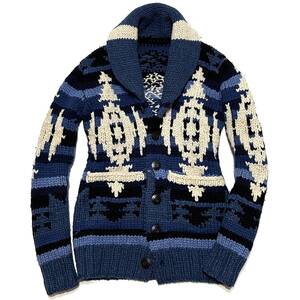 定価8.4万 1PIU1UGUALE3 INTERSIA NATIVE HAND KNITTING SHAWL CARDIGAN M 4 Ⅳ ウノピゥウノウグァーレトレ　カーディガン wjk ニットakm 