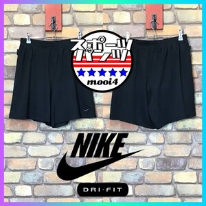 SP1-079★USA規格品★吸湿速乾★ブラック【NIKE ナイキ】DRI-FIT インナー付き ショートパンツ【メンズ L】ランニング ジム トレーニング