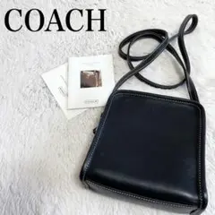 極美品 オールドコーチ ショルダーバッグ ポシェット ステッチ COACH 黒