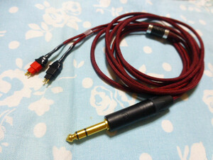 SENNHEISER HD650 HD660S MOGAMI 2799 6.3mm 標準プラグ Neutrik NP3X-B かなり長め 200cm ワインレッド HD600 ( 2944 4.4mm5極 3.5mm 可