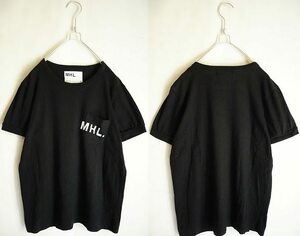 2016 S/S MHL.マーガレットハウエル☆PRINTED JERSEYLOGO Tシャツ 黒 3日本製