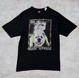 正規品　00’s old stussy Design Tee “Honolulu” dog ステューシー 犬 Tシャツ ビンテージ ブルドッグ ブラック 黒 ホノルル　