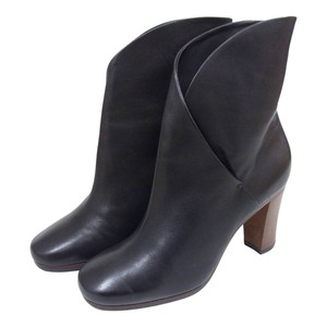 CELINE セリーヌ 319583NHBC Wrap Bootie 85 ナッパレザー ショート ヒール ブーツ ブラック系 37【中古】