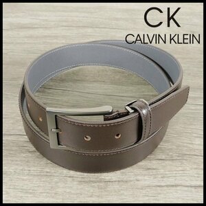 新品 訳有 カルバンクライン 濃茶 牛革レザー ベルト カット調節可能 CK CALVIN KLEIN メンズ 紳士 【3017】