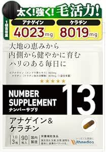 ナンバーサプリ13 髪の毛 サプリ アナゲイン(4023mg) ケラチン(8019mg)【10成分配合/全成分量明記】（国産 無添