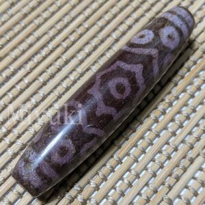 御幸天珠 BB07963 珍品 朱砂 多眼天珠 82x18mm 十眼天珠 金剛三眼天珠 10眼天珠 金剛3眼天珠 全面朱砂 朱砂天珠 紅朱砂 赤朱砂 特殊天珠