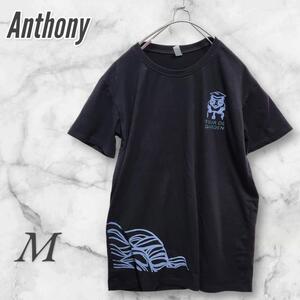 Anthony Tシャツ/カットソー 半袖 プリント ロゴ 黒 M ラフ　夏 　2177