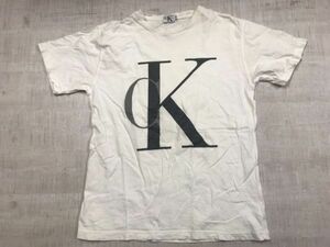 カルバンクライン ジーンズ Calvin Klein Jeans オールド レトロ ストリート古着 半袖Tシャツ カットソー メンズ ビッグロゴプリント M 白