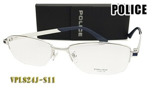 POLICE ポリス メガネ フレーム VPL824J-S11 正規品 VPL824J 0S11 チタン 眼鏡 伊達眼鏡仕様 UVカットレンズ付き
