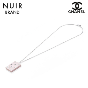 シャネル CHANEL ネックレス ラインストーン ココマーク プレート ピンク