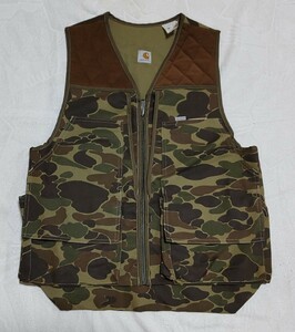 80’s Carhart カーハート ハンティング ダックカモフラージュ ベスト(メンズ M)ヴィンテージ シューティング 12ゲージ弾差し付き。