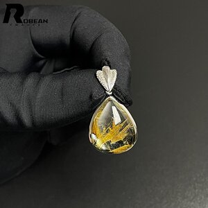 綺麗 EU製 定価18万円★ROBEAN・太陽花タイチンルチル・925銀ペンダント★黄金針水晶 金運 パワーストーン 20.7*16.8*8.2mm ML803322