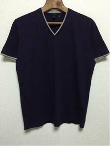 [即決古着]UNIQLO/ユニクロ/QUICK DRY/クイックドライ/レイヤード風Tシャツ/半袖/Vネック/紫/パープル/M