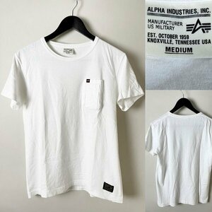 ★【名作 国内正規品】ALPHA INDUSTRIES INC アルファ インダストリーズ コットン100％ ポケット付き Tシャツ M ホワイト