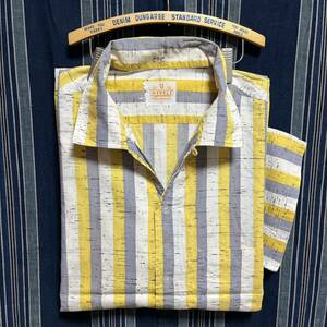 50s 60s nevele stripe printed half sleeve shirt 50年代 60年代 総柄 コットン シャツ 開襟 アメリカ製 カスリ