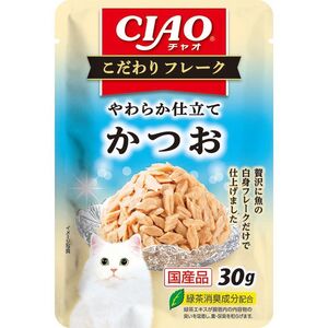 （まとめ買い）いなばペットフード CIAO こだわりフレーク やわらか仕立てかつお 30g 猫用フード 〔×48〕