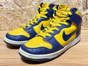 Nike Dunk High LE ミシガン 1998 ナイキ ダンク ハイ レザー 紺黄 27.5cm 630335-471 Navy