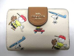 ★【S送900円】1968　COACH×PEANUTS　コーチ×ピーナッツ　二つ折り財布　コンパクトジップ　カード入れ部分難有