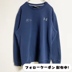 古着 used　UNDER ARMOUR ロゴスウェット　刺繍　ネイビー　ビッグシルエット　オーバーサイズ　レトロ　デザイン　秋冬服