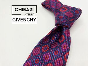 【美品】GIVENCHY　ジバンシー　チェック柄 ネクタイ 3本以上 送料無料 メンズ ネイビーパープル　1102294