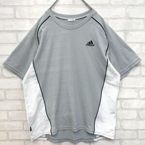 【スポーツ素材】adidas アディダス Clima365 Tシャツ メンズ Ｌサイズ グレー ホワイト パフォーマンスロゴ