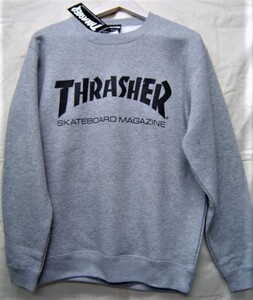  送料無料 セール15% THRASHER スラッシャー スウェット MAG LOGO ロゴ プリント トレーナー裏起毛 あったか グレー黒 M TH8401 新品