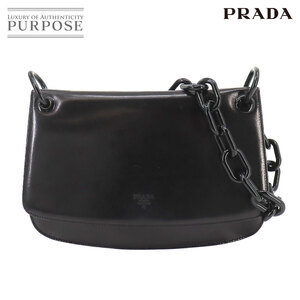 プラダ PRADA プラスチック チェーン ショルダー バッグ レザー ブラック シルバー 金具 Shoulder Bag 90261666