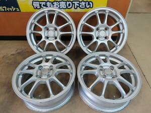 ☆ブリヂストン エコフォルム SE-10 15インチ アルミ ホイール 5.5J +45 4穴 PCD100 シルバー 4本 中古 ECO FORME BRIDGESTONE 汎用☆