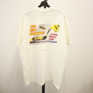 U516 90sビンテージ HANES 半袖Tシャツ USA製■1990年代製 表記XLサイズ 古着 アメカジ ストリート 白 レーシング PENNZOIL 80s 70s 