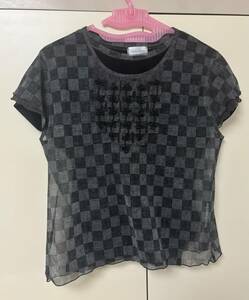 ●レディース　silver king 半袖Tシャツ2枚セット　チェック柄　黒色　サイズL （91）