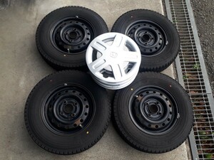 バリ山バリ溝 スタッドレス 黒スチールホイール 4穴100 GOODYEAR ICENAVI CARGO 145/80R12 80/78LT アクティ系 バモス系 軽貨物車 オマケ付