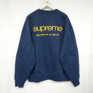 【1円】良好 国内正規 Supreme 23AW 23FW NYC Crewneck バックロゴプリント クルーネックスウェット スウェットシャツ Navy ネイビー 紺 XL