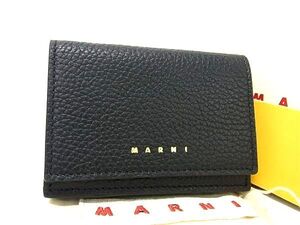 ■新品■未使用■ MARNI マルニ レザー コンパクト 三つ折り 財布 ウォレット メンズ レディース ブラック系 AY8997