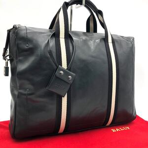 【極美品】BALLY バリー メンズ ビジネスバッグ A4 鍵付き トートバッグ ブリーフケース トレインスポッティング レザー 本革 ブラック 黒