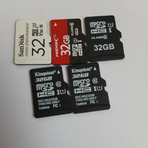 マイクロSDカード 32GB5枚　合計160GB 中古品、データ消去フォーマット済みです。