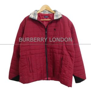 美品 BURBERRY LONDON バーバリーロンドン サイズM ノバチェック柄 スタンドカラー 中綿 パデッドジャケット ブルゾン 赤 レッド